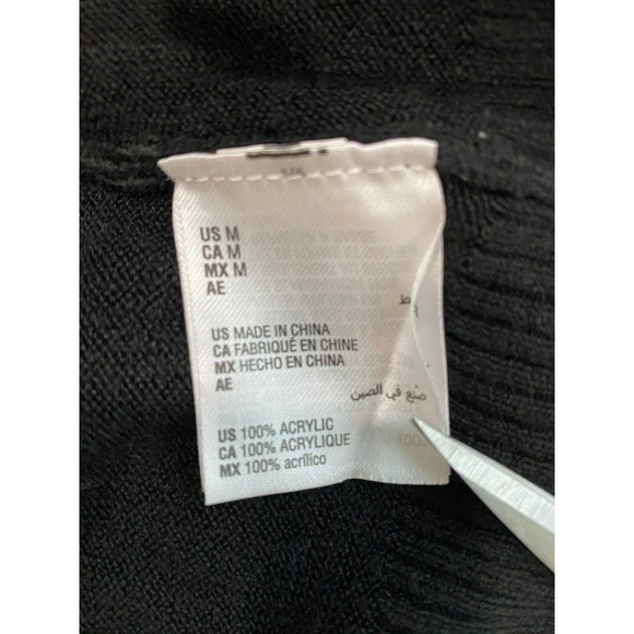 Karen Scott Black knitted V neck Sweater with pearl accents women's size Medium - Picture 5 of 5